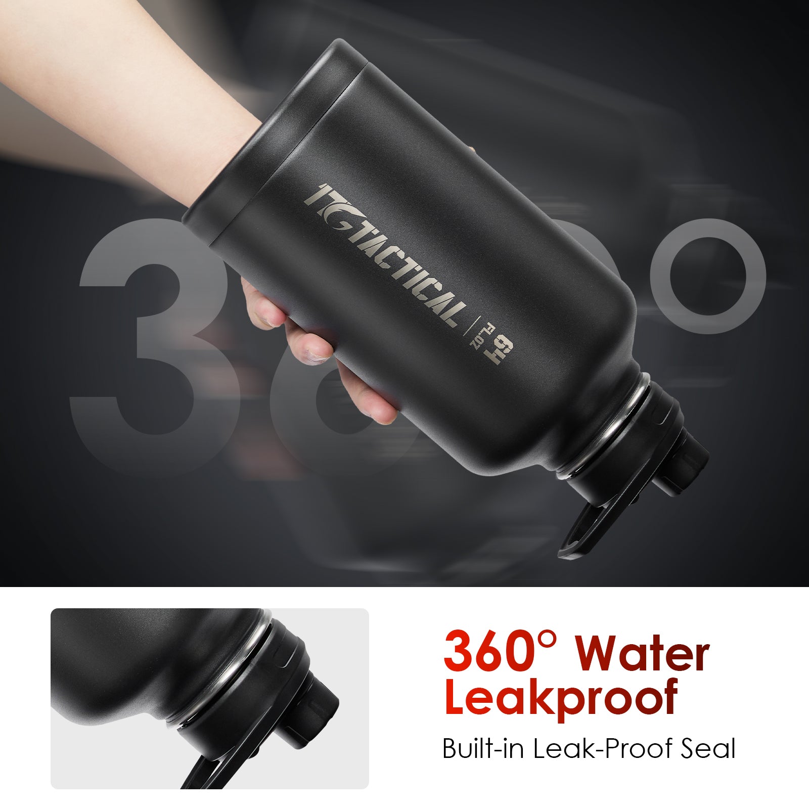 1TG Tactical 64 oz Water Bottle with Free MOLLE Pouch and Strap